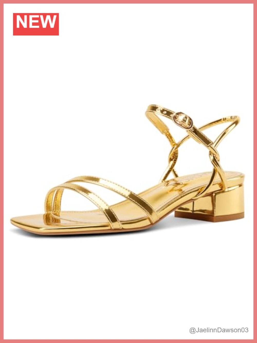 Strappy Low Heel Sandals Square Toe Chunky Block Heels Ankle Strap Wedding